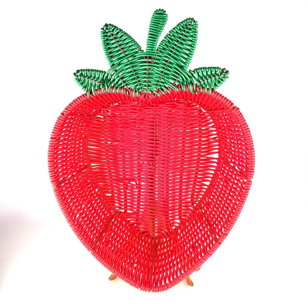 Strawberry Woven Storage Basket Summer Pool Party BBQ Red & Green. Teacher berry